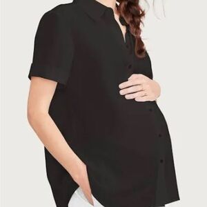 EUC Hatch Black Button Down Maternity Shirt - Sz 1 (small)